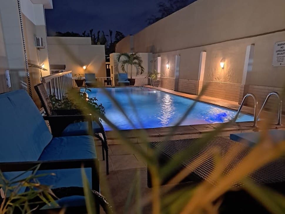 Evening by the poolside