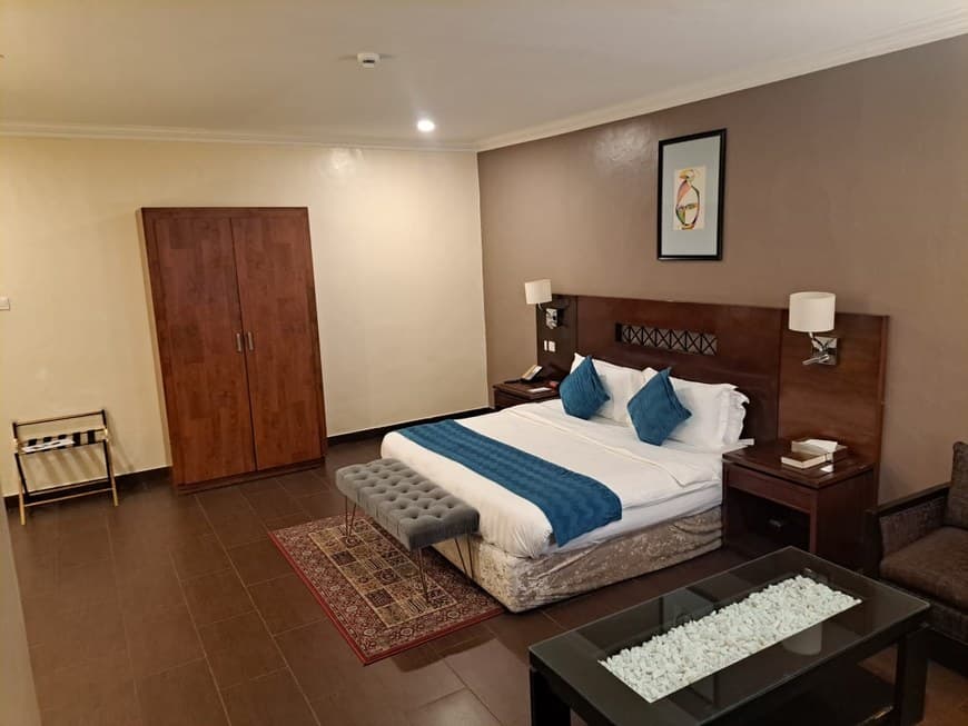 Bed and wardrobe