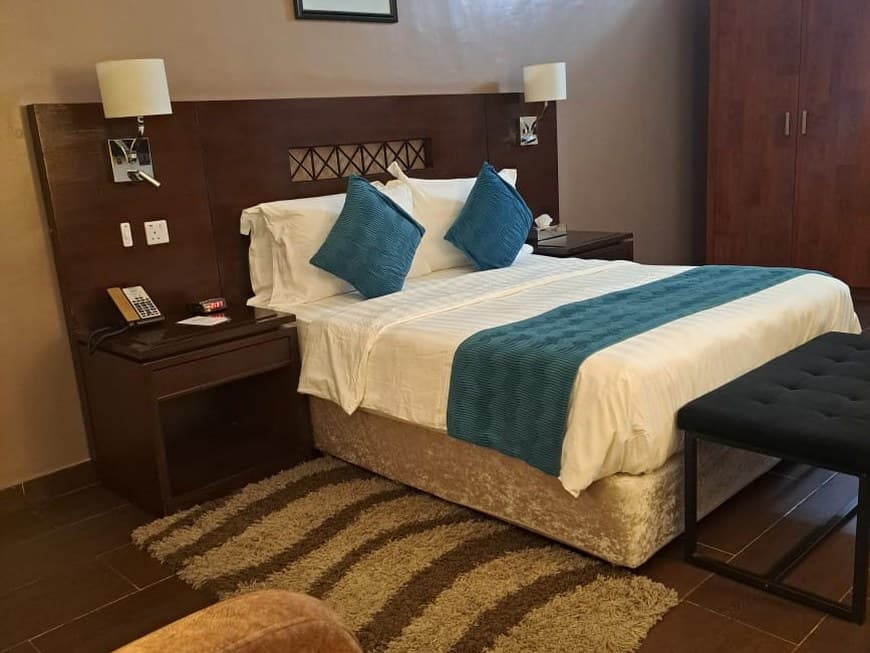 Bed and wardrobe