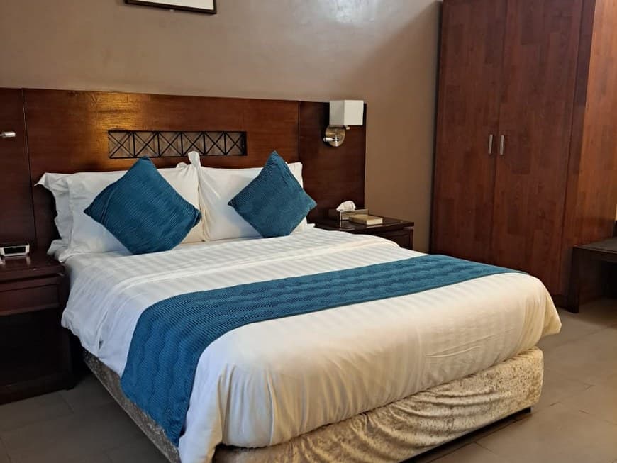 Bed and wardrobe